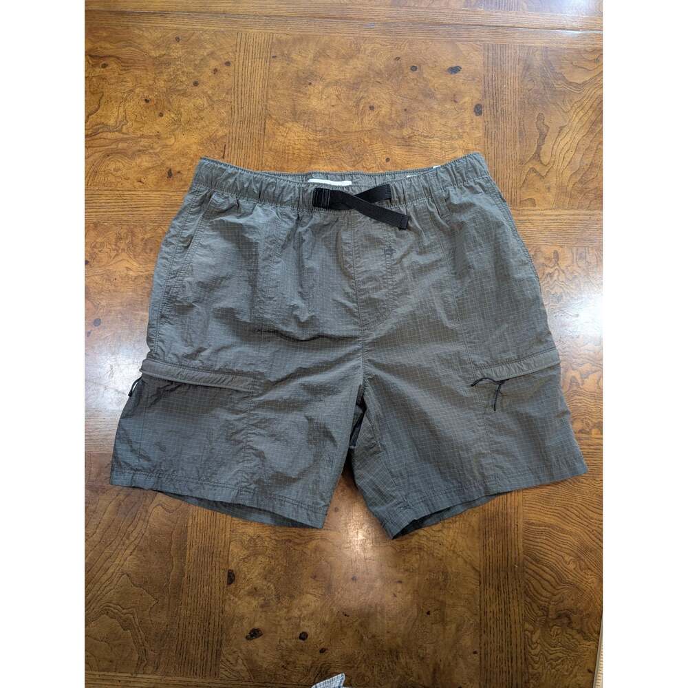 PACSUN Swim Trunks Mens Small Gray Ripstop Nylon Mesh Lined Belted Board Shorts